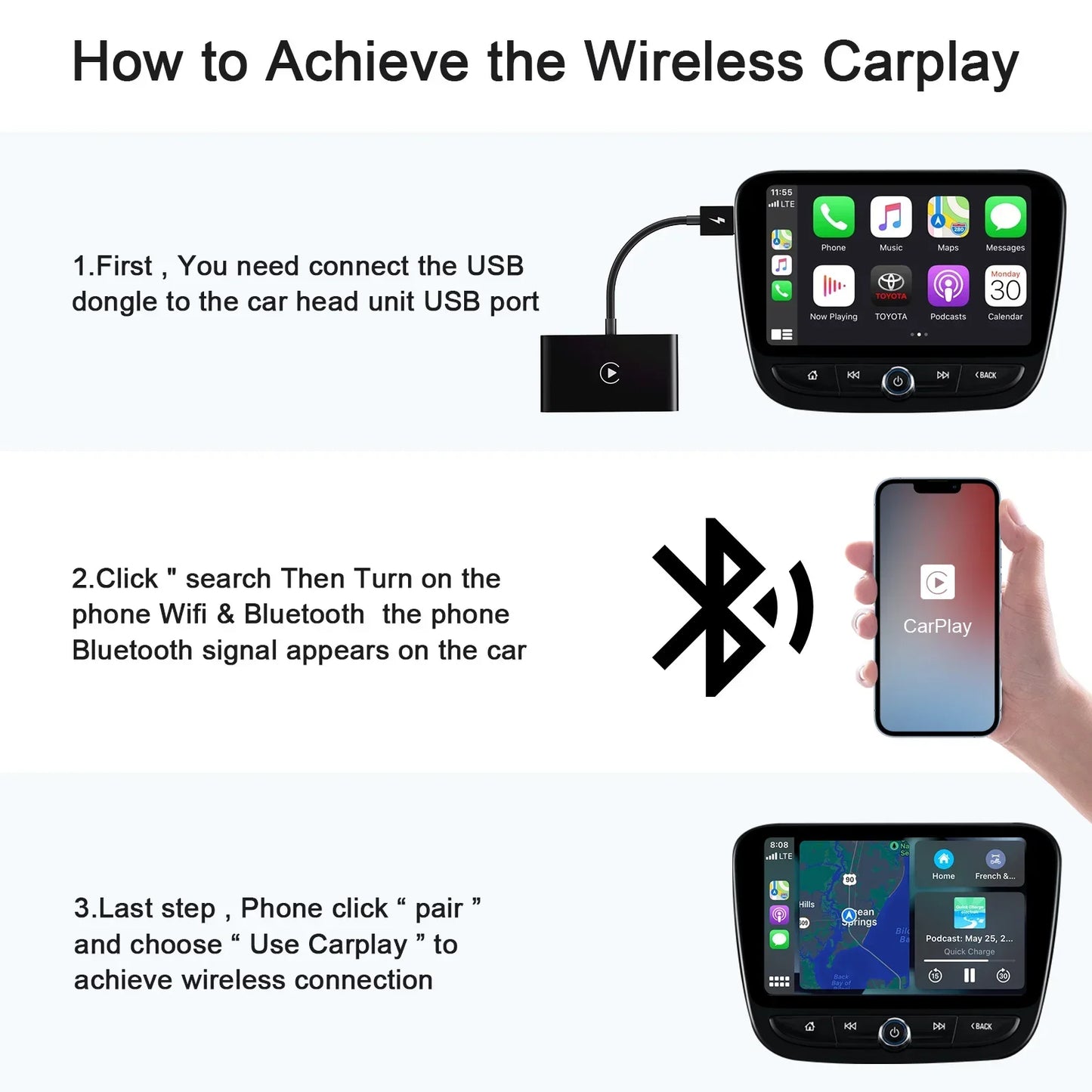New Wireless Auto Car Adapter,Apple Wireless Carplay Dongle,Plug Play