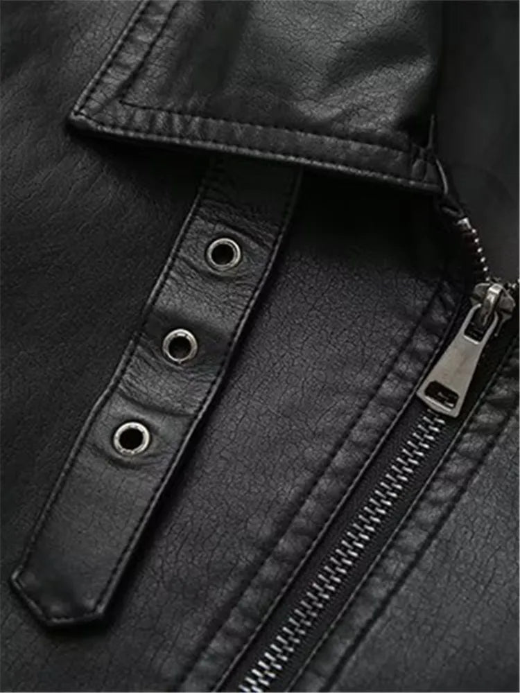 Plus Size Women's Clothing Leather Jacket Lapel Long Sleeve Autumn And