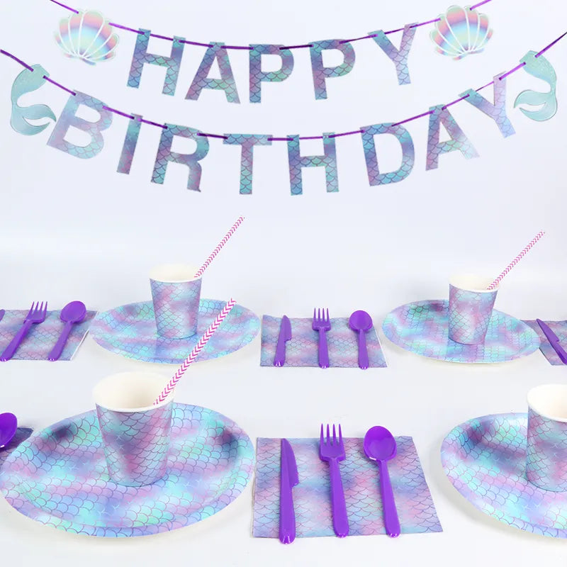 Mermaid Jellyfish Paper Lantern plate cup banner Little Mermaid theme
