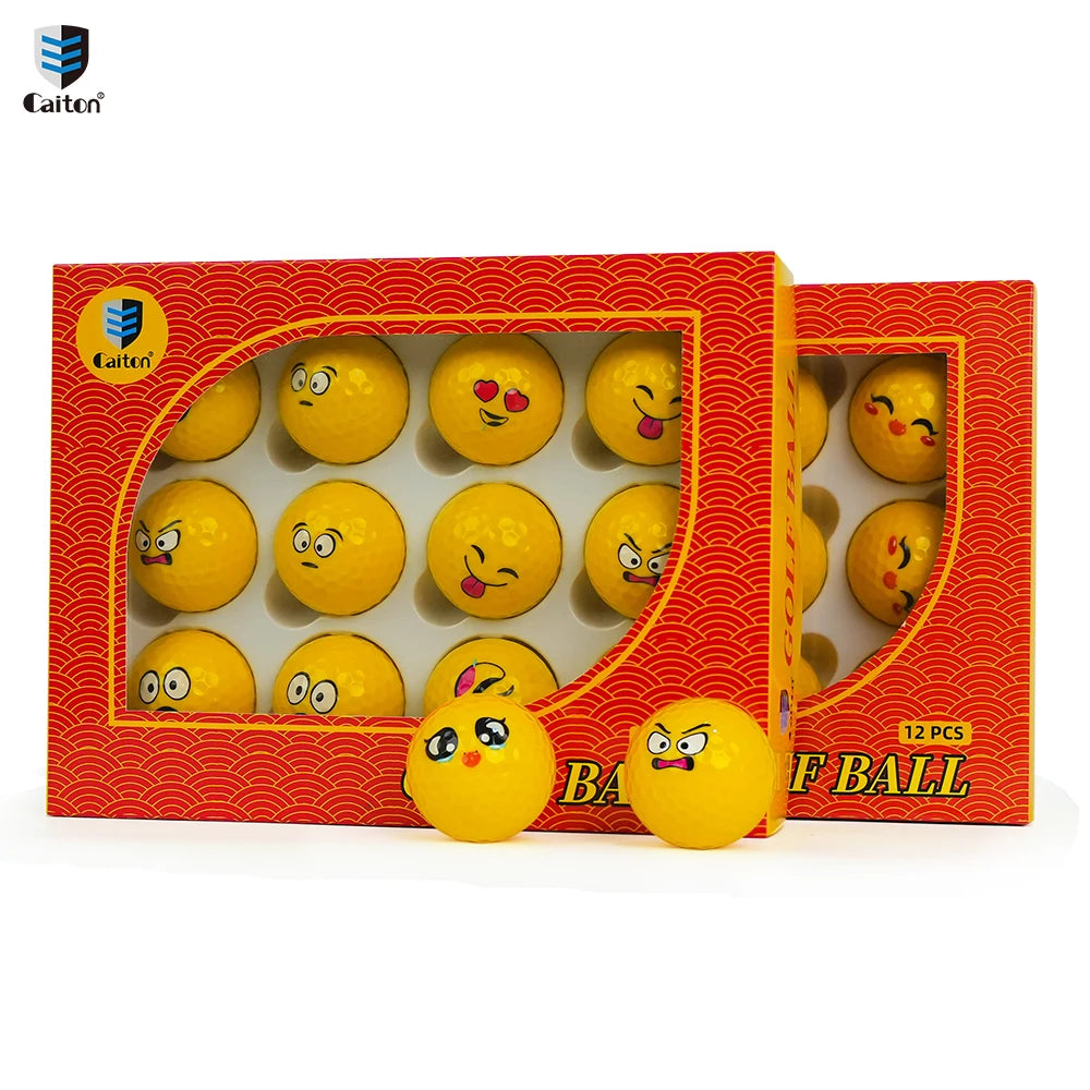 Caiton 12 Pcs Double Layer Graffiti Creative Golf Ball Set, Soft Low