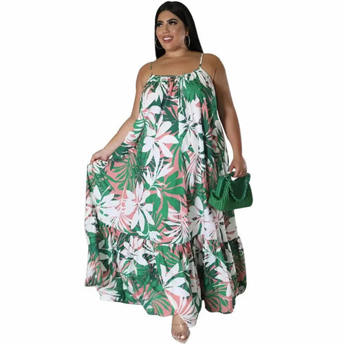 5XL 4XL Plus Size Clothes Dresses Women Cascading Ruffle Robes Summer