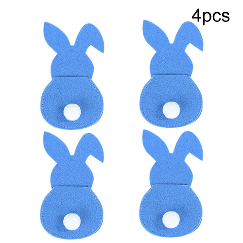 4Pcs Easter Bunny Cutlery Knife Fork Cover Table Cutlery Holder Bags