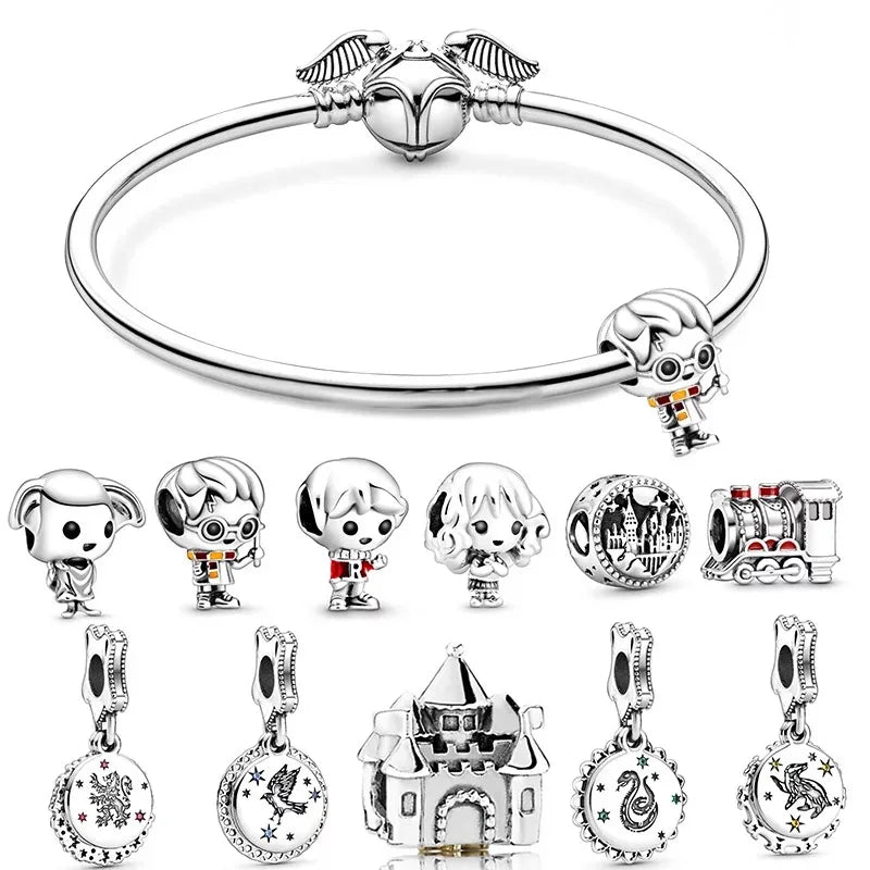 Harrys Potters 925 Sterling Silver Magic Hat Magician Train Charm