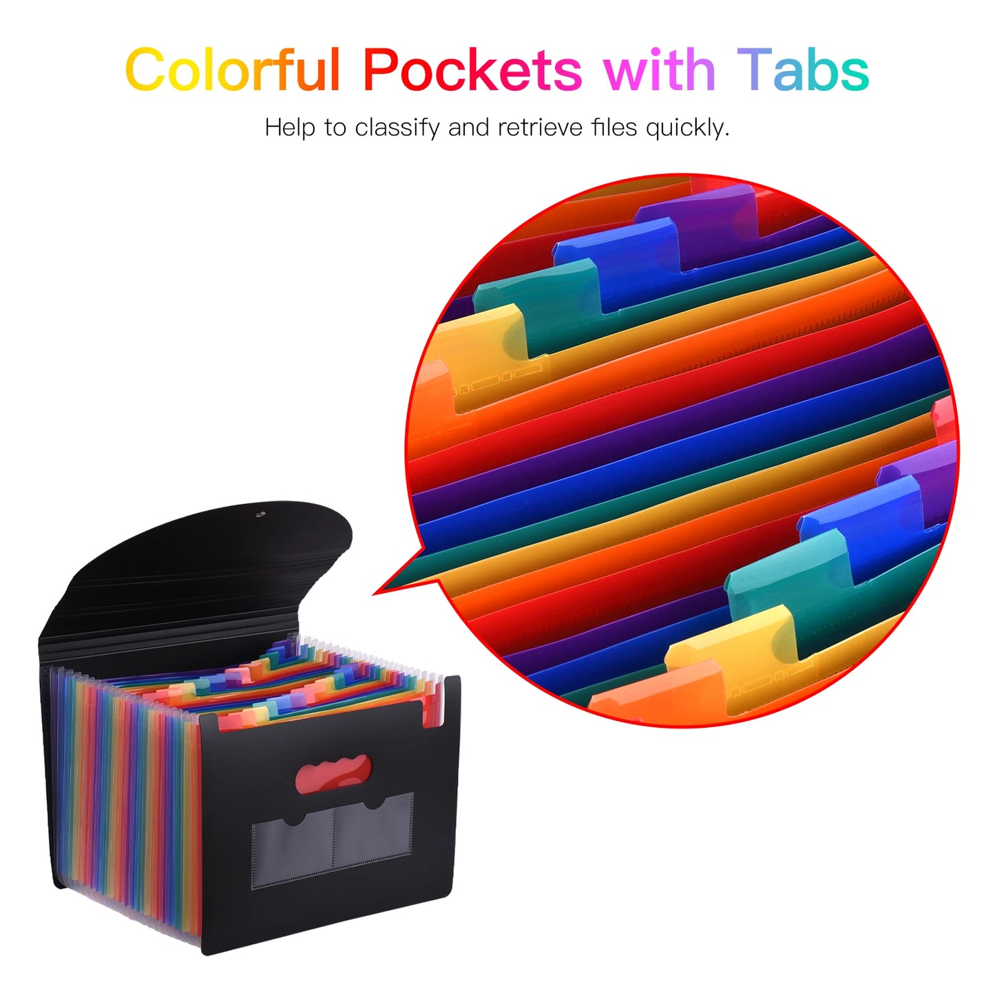 24 Pockets Expanding File Folder with Cover Accordian File Organizer