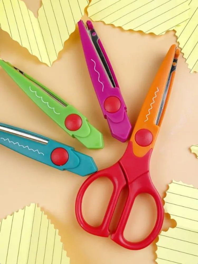 4 Style/Set Minimalistic Lace Scissors Wavy Pattern Small Round Head