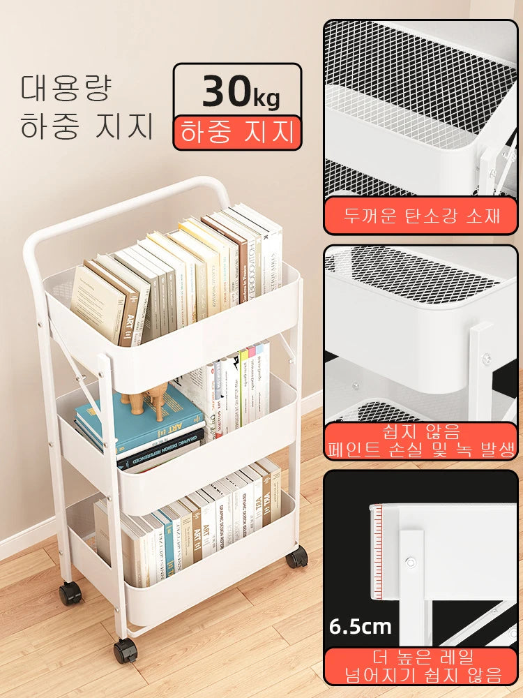 Household Folding Trolley Storage Rack Multifunction Multi-Layer