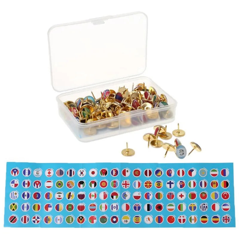 194 Pack Multifunctional National Flag Thumb Nails Push Pins for