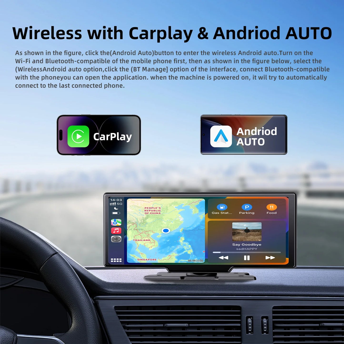 10.26inch Dual Lens Wireless Car Play Screen Android Auto Car Play