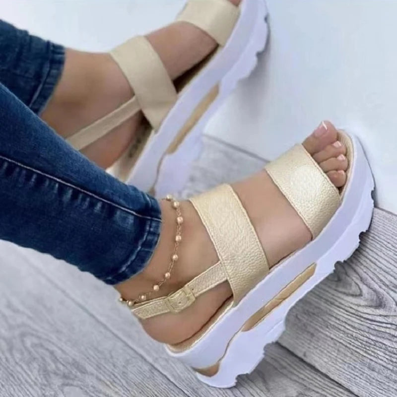 Fashion Wedge Female Platform Buckle Strap Street Summer Shoes Punk