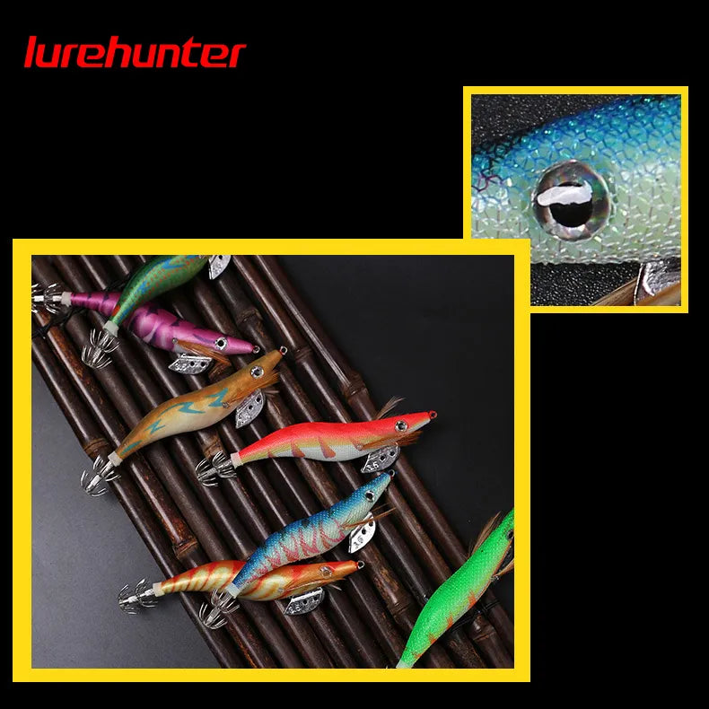 10PCS with Shrimp Bag 3D Printing 2.5 3.0 3.5 Hook Luminous Squid Jig