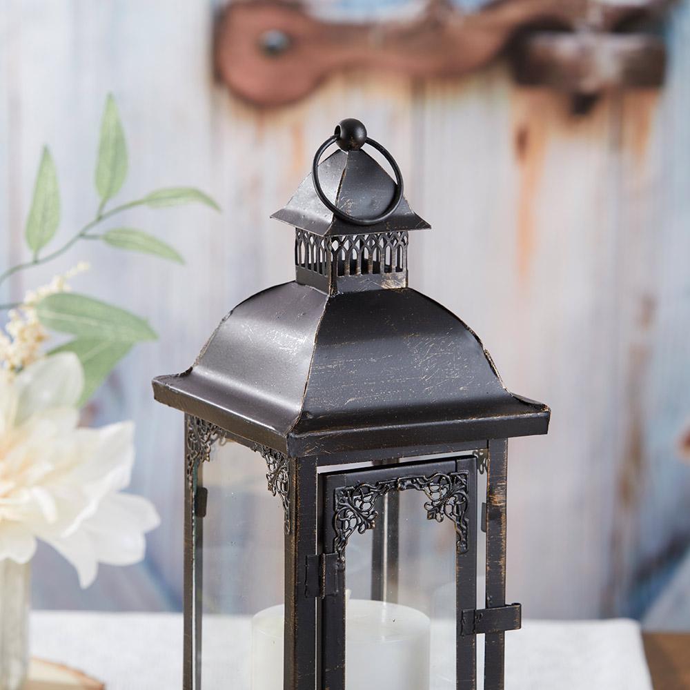 Antique Black Ornate Lantern - Medium