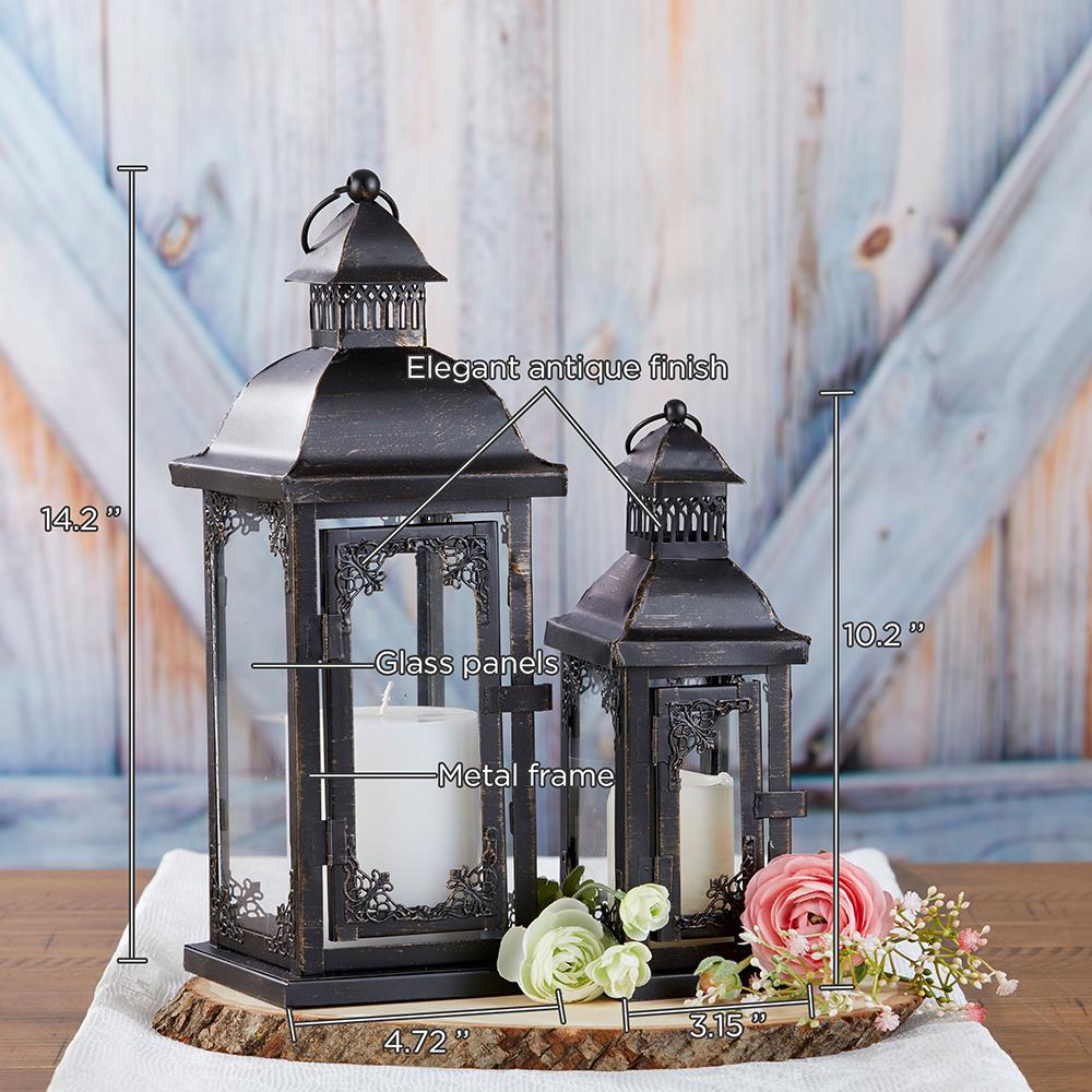 Antique Black Ornate Lantern - Medium