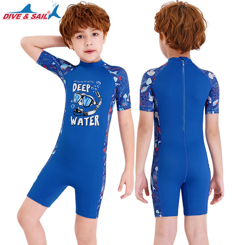 1pc Kids Wetsuit Shorty Thermal Swimsuit Lycra Sun Suit Back Zip for