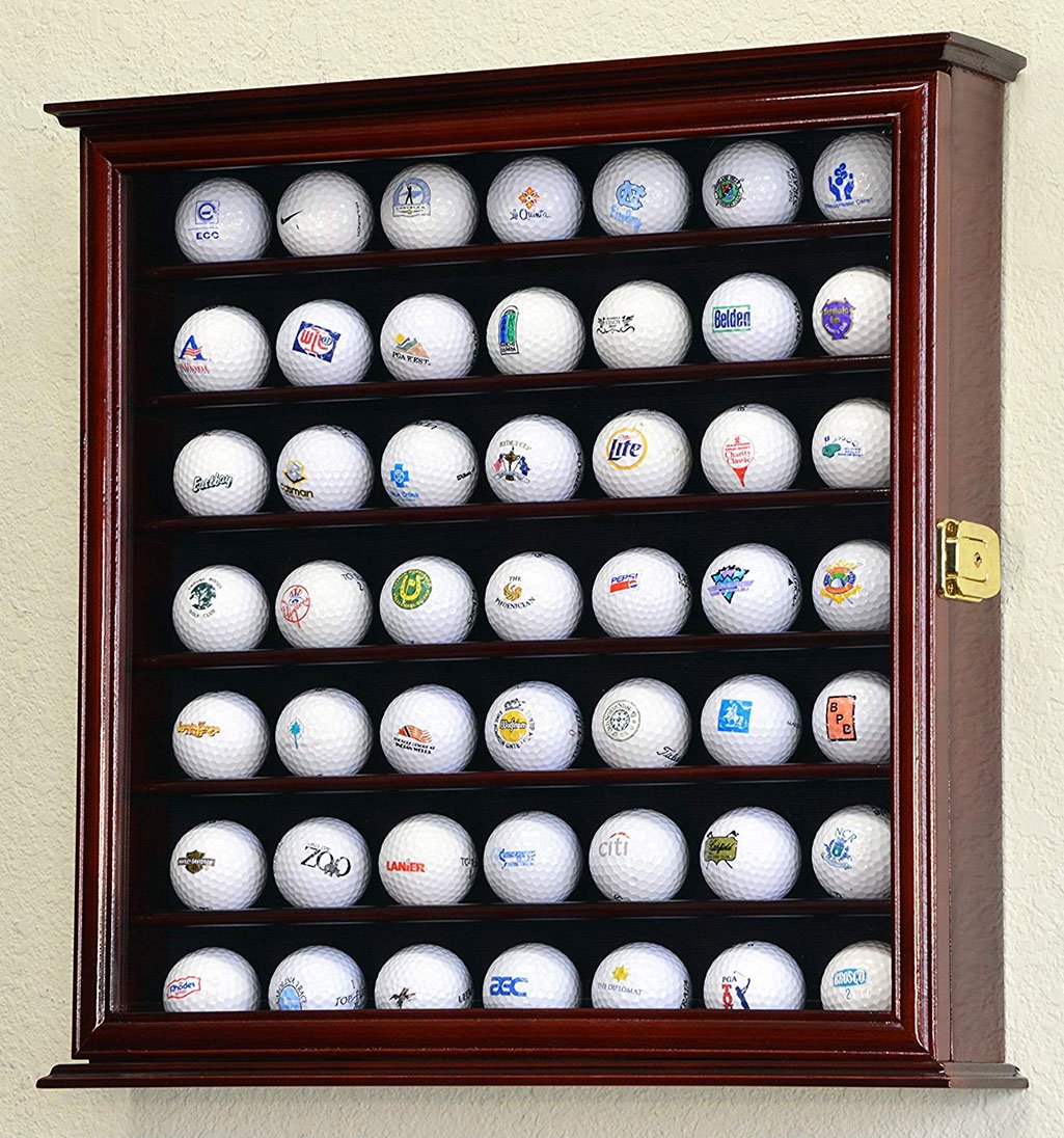 49 Golf Ball Display Case Cabinet Rack Stand Holder w/ UV Protection