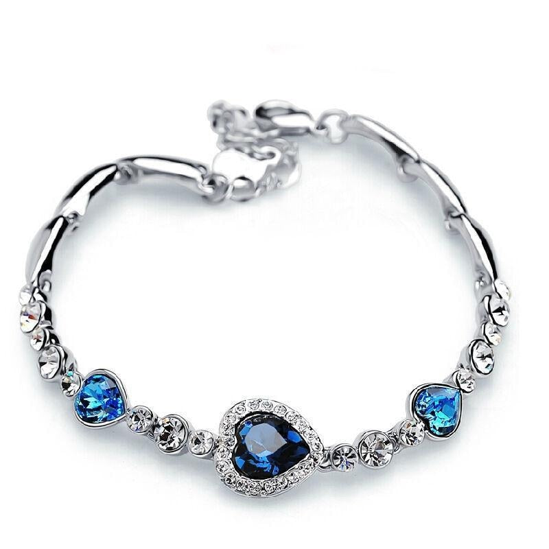 4pcs/set Titanic Heart Of Ocean Necklaces For Women Love Heart Blue