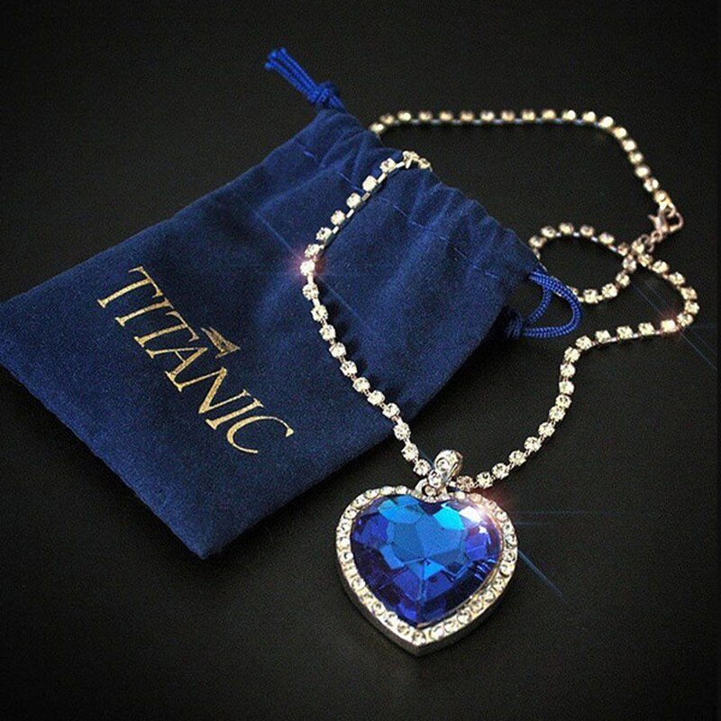 4pcs/set Titanic Heart Of Ocean Necklaces For Women Love Heart Blue