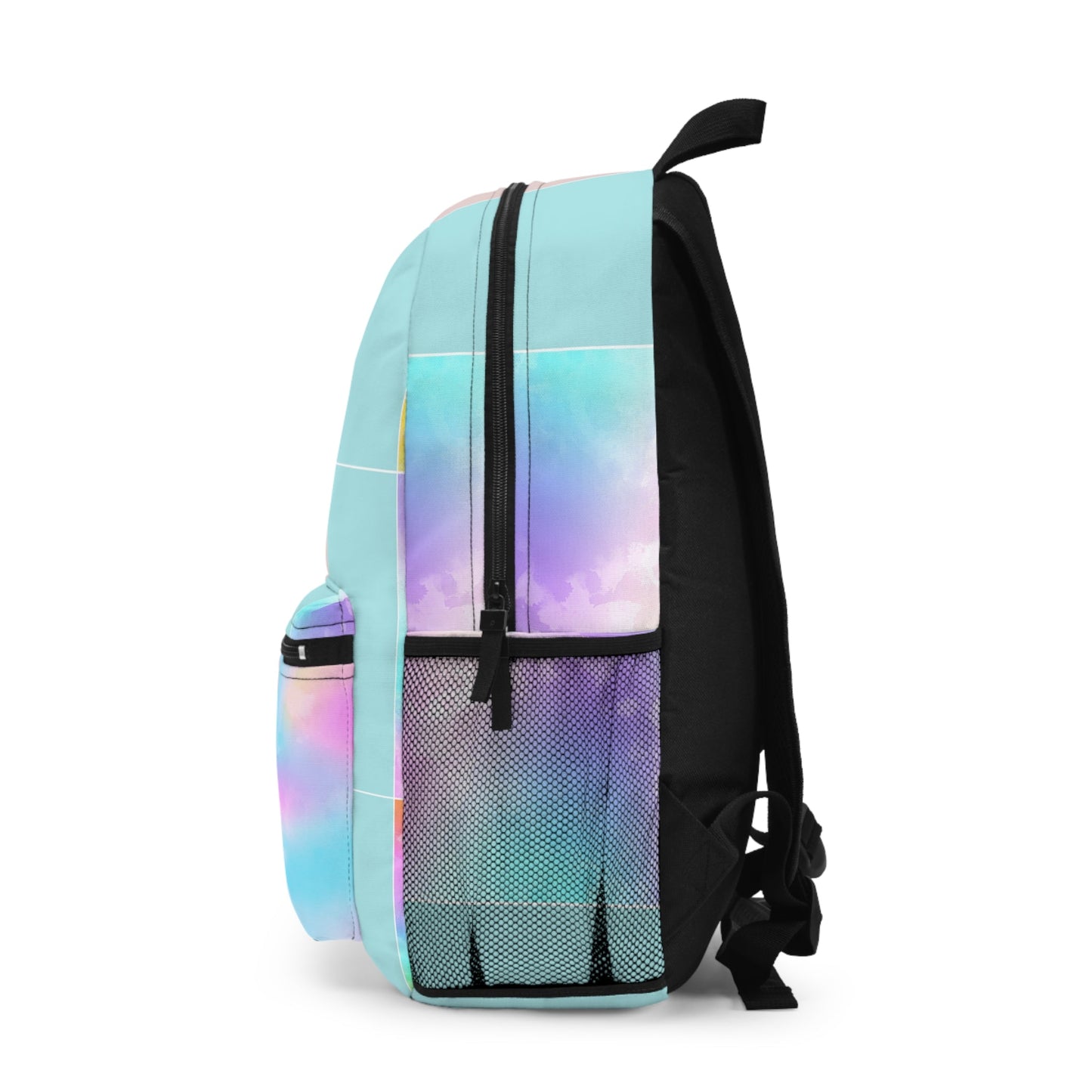 Backpack - Large Water-Resistant Bag, Pastel Colorblock Watercolor