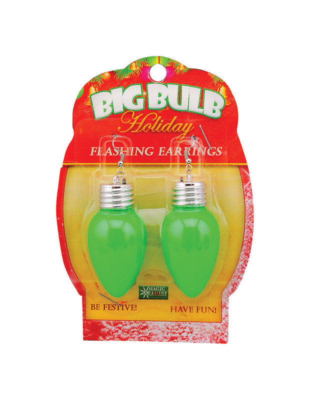 Magic Seasons 9784679 Christmas Big Bulb Flashing Earrings, Plasti