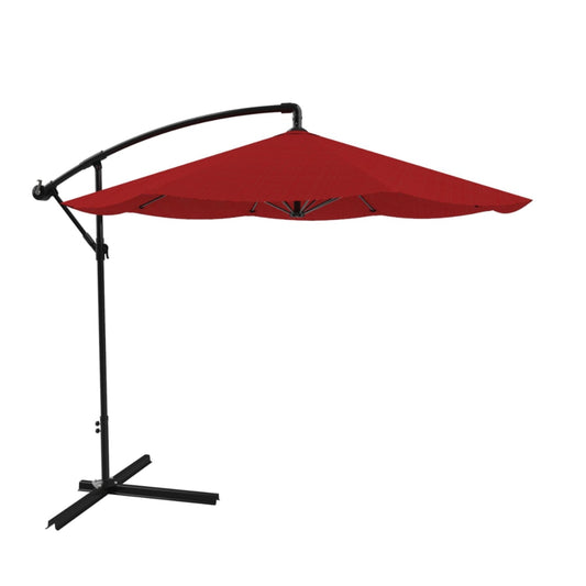 BOUSSAC 10' Cantilever Patio Umbrella with Base, Red,Family Yard Sun