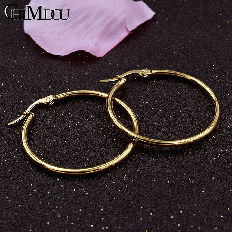 Chimdou Gold Color Stainless Steel Earrings 2023 Women Small Or Big