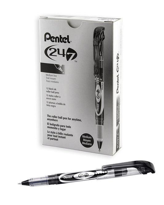 Pentel PENBLD97A Roller Ball Pen Medium Line, Black Ink