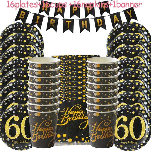 30 40 50 60 Years Anniversary Party Disposable Tableware set Happy
