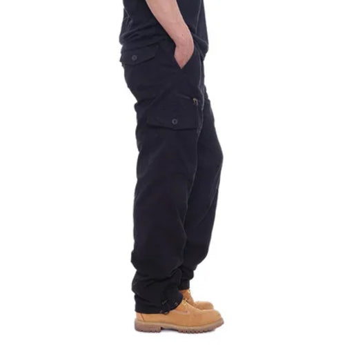 Simple cotton overalls men's casual pants elastic waist plus size