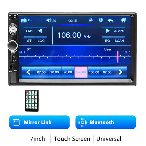 Podofo 2 din Car Radio 7" HD Autoradio Multimedia Player 2DIN Touch