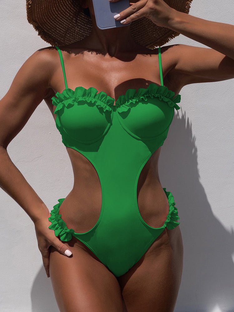 Push Up One Piece Swimsuit Cut Out Sexy Swimwear