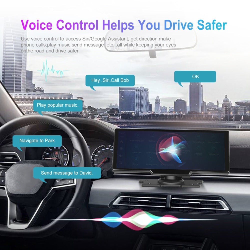 Podofo Car Mirror Video Recording Carplay & Android Auto Wireless