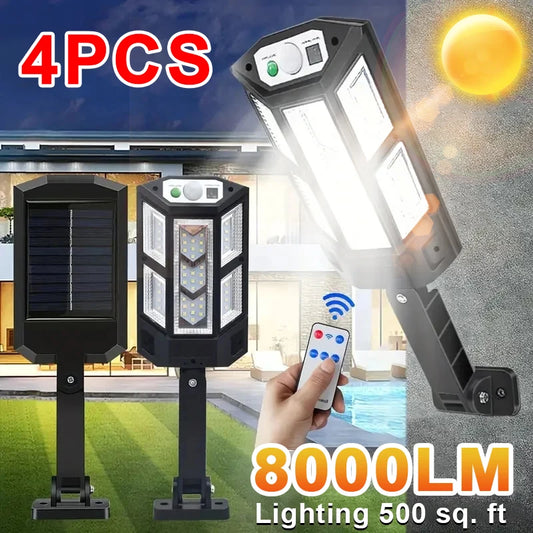 8000LM 4PCS Solar Lights Outdoor Motion Sensor Light 3 Working Modes