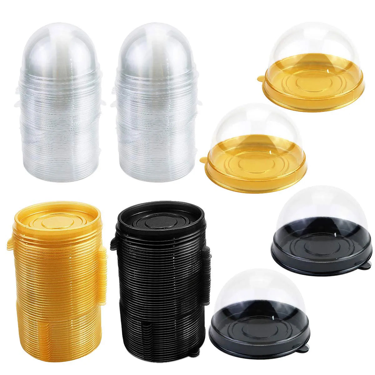 50pcs Mini Transparent Cake Box Container Transparent Cupcake Dome