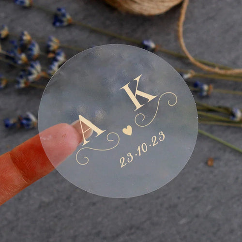 50pcs Personalized Custom Gold Foil Sticker Wedding Special Round