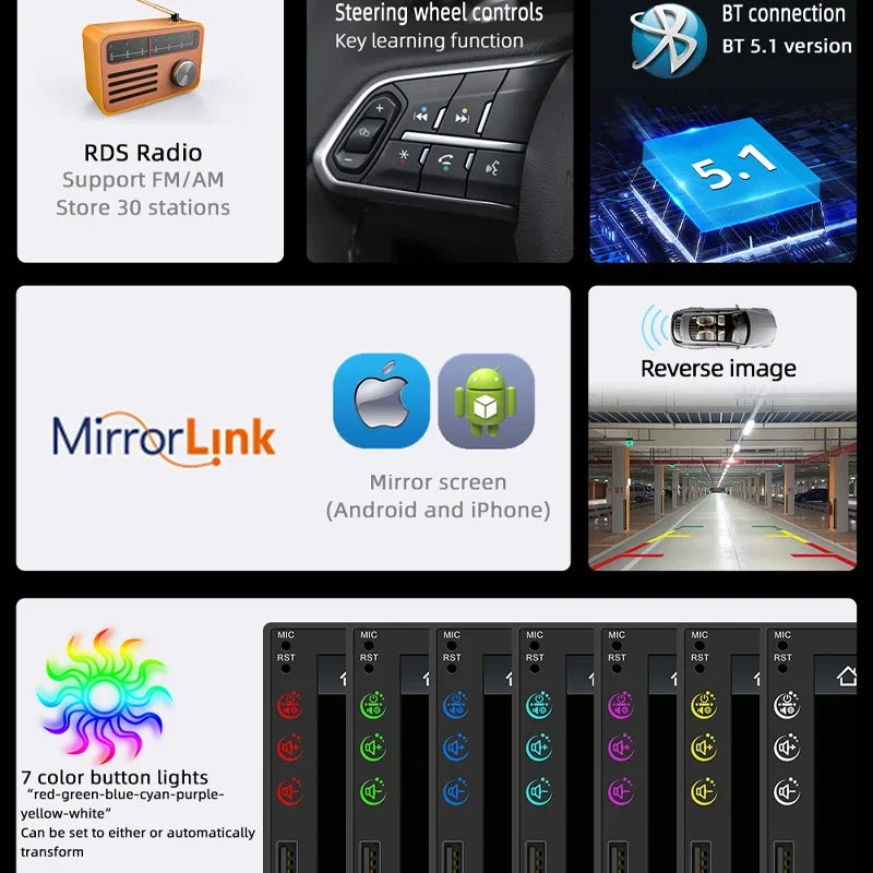 Bluetooth Car Radio 2 Din Android-Auto Wireless Apple CarPlay