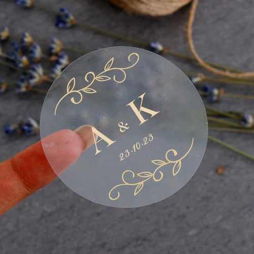 50pcs Personalized Custom Gold Foil Sticker Wedding Special Round