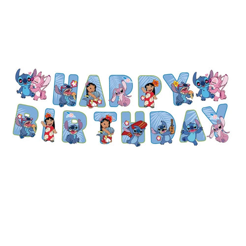 Lilo Stitch Kids Birthday Decorations Tableware Paper Cup Plate Banner