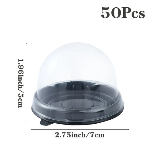 50pcs Mini Transparent Cake Box Container Transparent Cupcake Dome