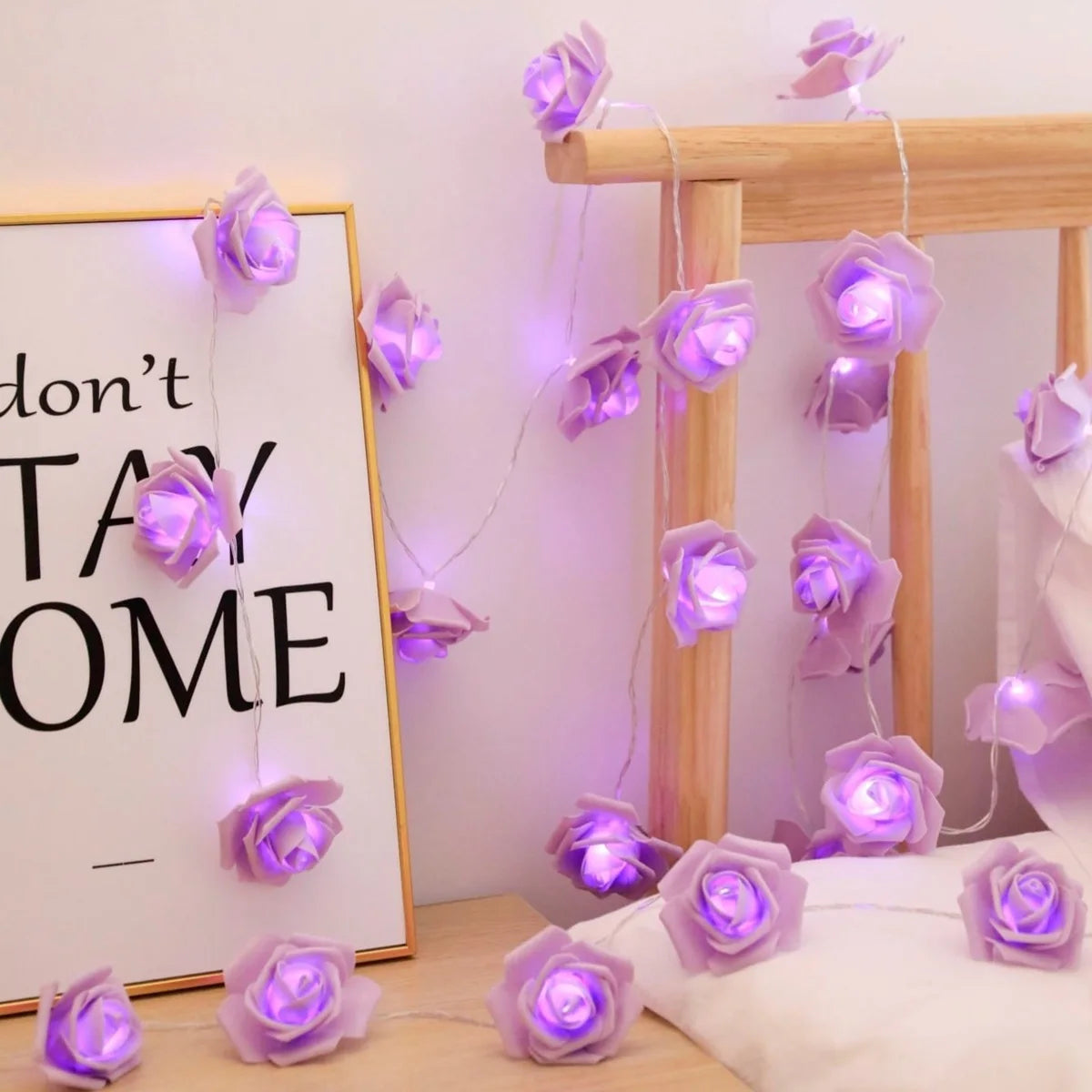 10/20LED Rose Flower String Lights Battery Operated For Wedding Home