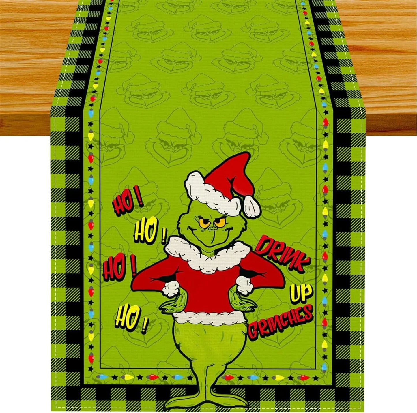 Linen Green Christmas Table Runner Merry Tablecloth Christmas Xmas