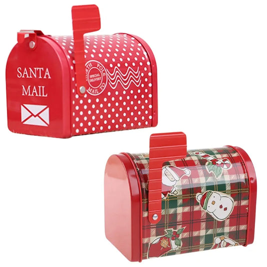 Christmas Large Capacity Candy Box Gift Craft Iron Storage Tin Mailbox