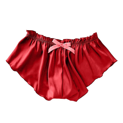 Ladies Panties Mid Waist Briefs Plus Size Sexy Japanese Ice Silk Satin
