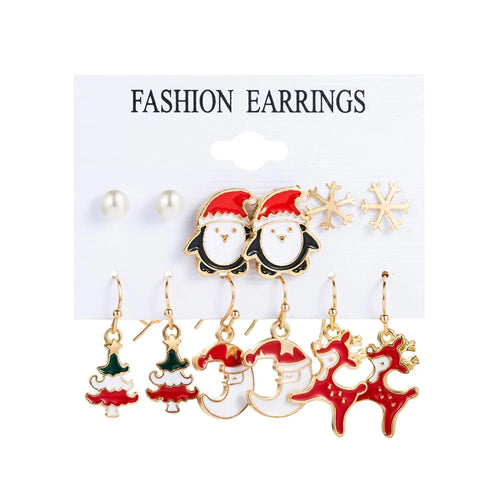 FNIO Fashion Christmas Earrings Santa Claus Elk Snowflake Snowman Tree