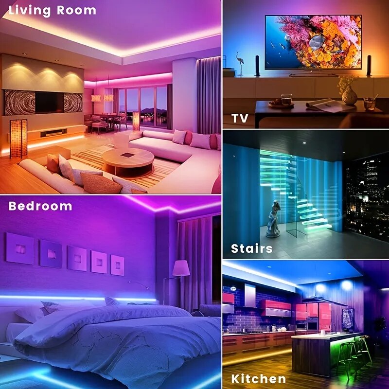 1Pc Smart Light Strip With App Remote, 5050 RGB LED Lights For