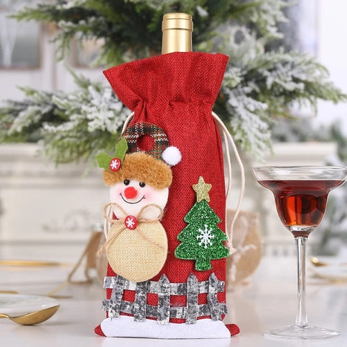 Creative Christmas Wine Bottle Set Golden Velvet Dress Wine Bottle