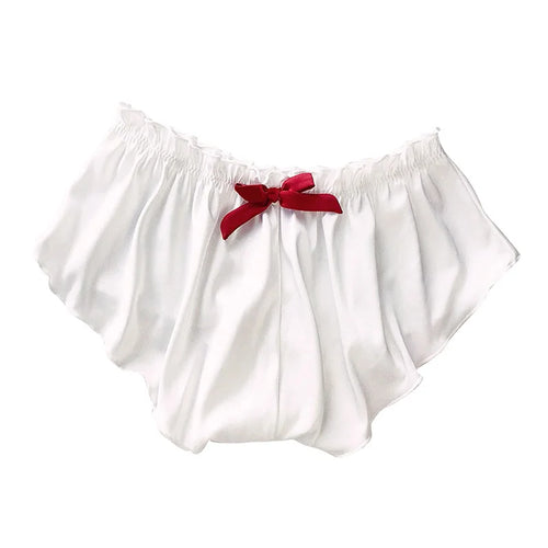 Ladies Panties Mid Waist Briefs Plus Size Sexy Japanese Ice Silk Satin