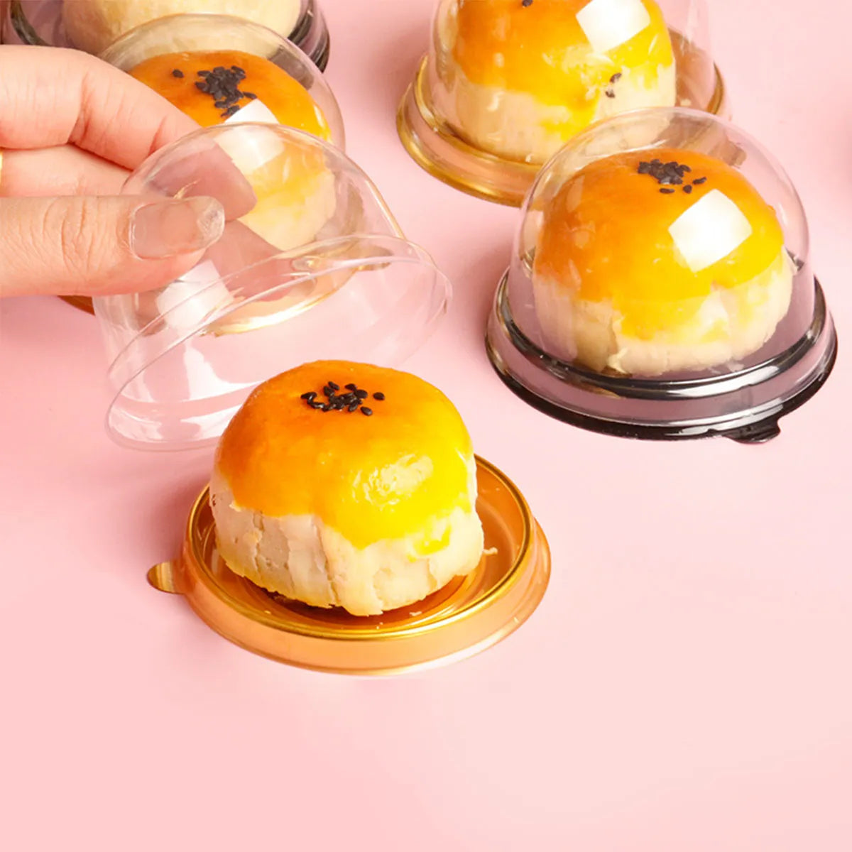 50pcs Mini Transparent Cake Box Container Transparent Cupcake Dome