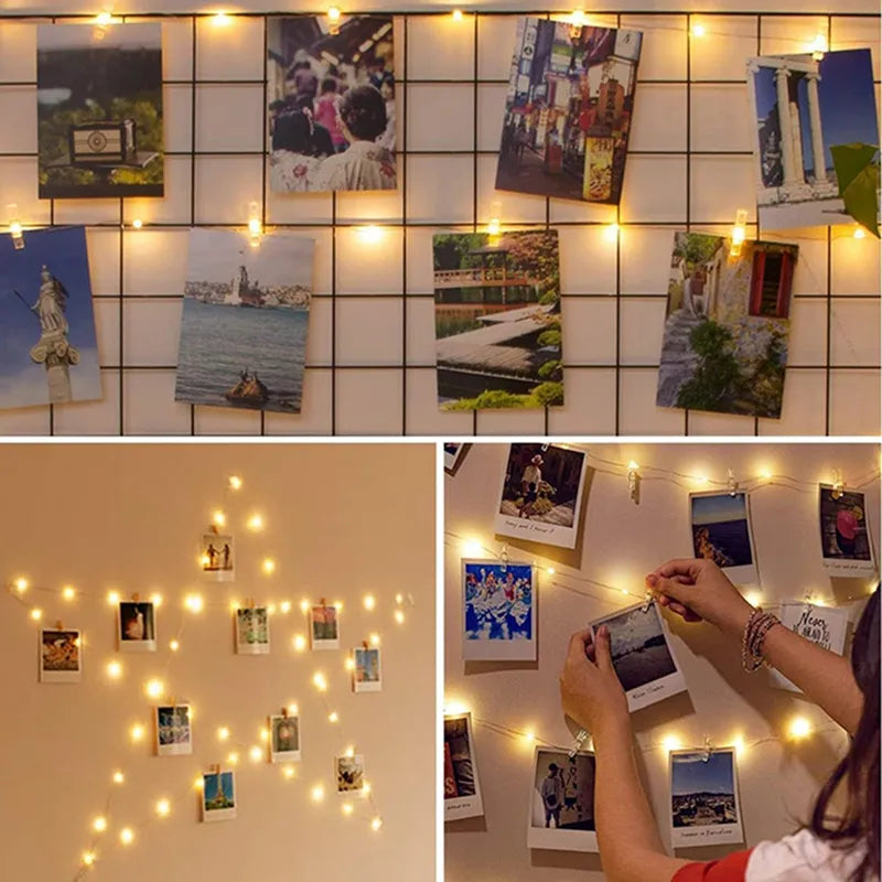 1Pc Led Photo Clips String Light With 10/20/30/50 Clear Clips Fairy