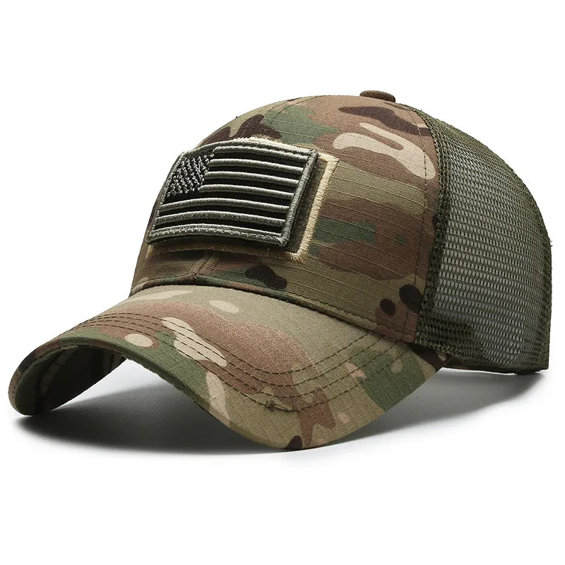 American Flag Camouflage Sticker Embroidered Baseball Cap Net Hat Men