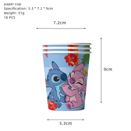 Lilo Stitch Kids Birthday Decorations Tableware Paper Cup Plate Banner