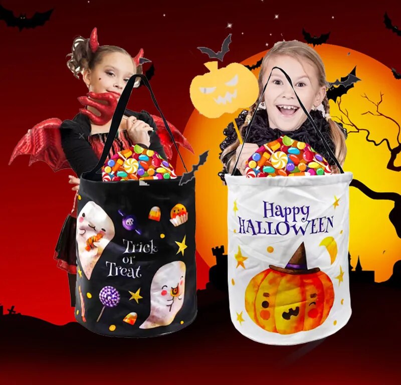 LED Light Halloween Candy Bags Trick Or Treat Bags Pumpkin Candy Bag